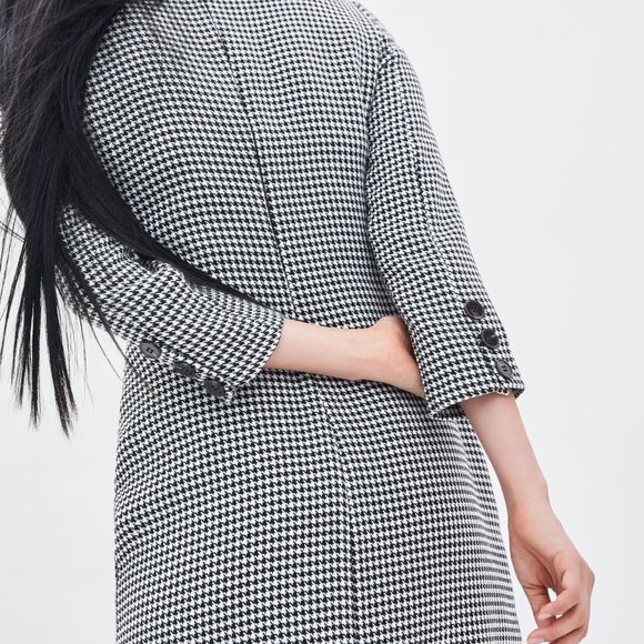 NWT ZARA AW18/19 BLACK/WHITE PLAID HOUNDSTOOTH DRESS PENCIL 7385/309_S M NWT ZARA AW18/19 BLACK/WHITE PLAID HOUNDSTOOTH DRESS PENCIL 7385/309_S M